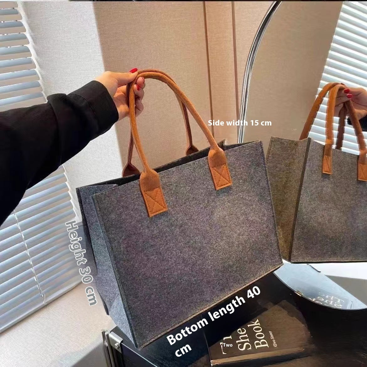 Large Capacity High-End Felt Tote Bag – Personalized & Simple Shopping Bag