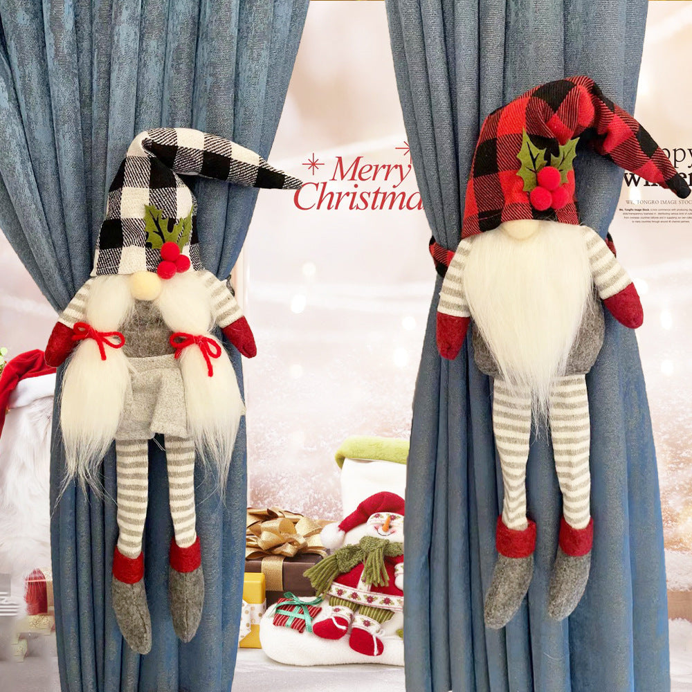 Christmas Decorations Couple Plaid Curtain Buckle