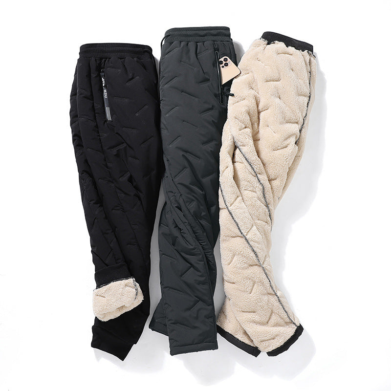 Men’s Winter Fleece Pants – Thickened Windproof Jogging Trousers with Zip Pocket