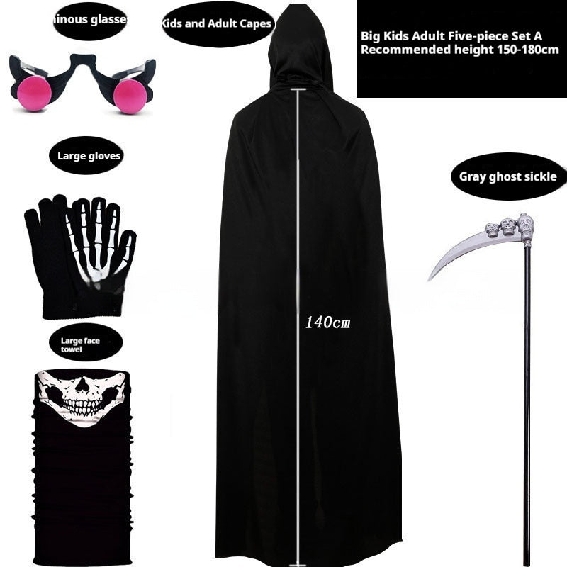 Kids Black Cloak Costume – Halloween Party Wizard Robe Outfit