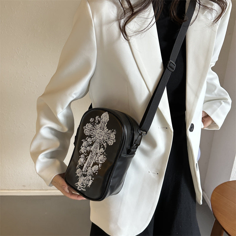 Halloween Crossbody Phone Bag – Cartoon Pumpkin, Ghost, and Bat Print Mini Shoulder Bag for Girls and Women