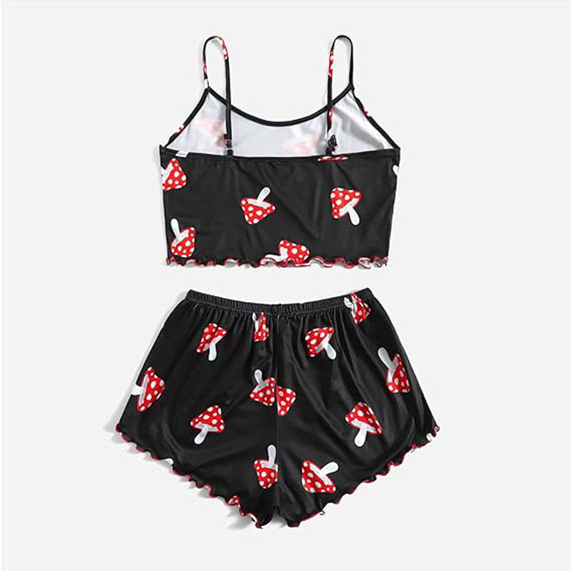 Women's Sleeveless Camisole Top and Shorts Pajama Set – European and American Style Homewear