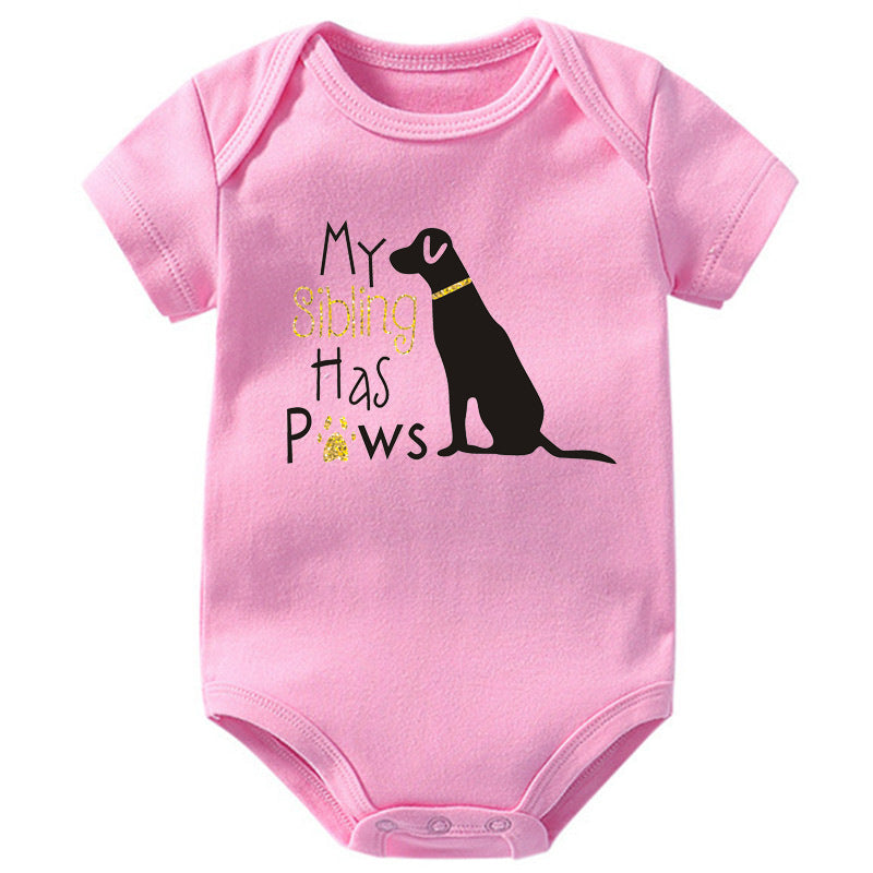 Romper Printed Baby Ins Pure Cotton Rompers One-piece My Sibling Has Paws