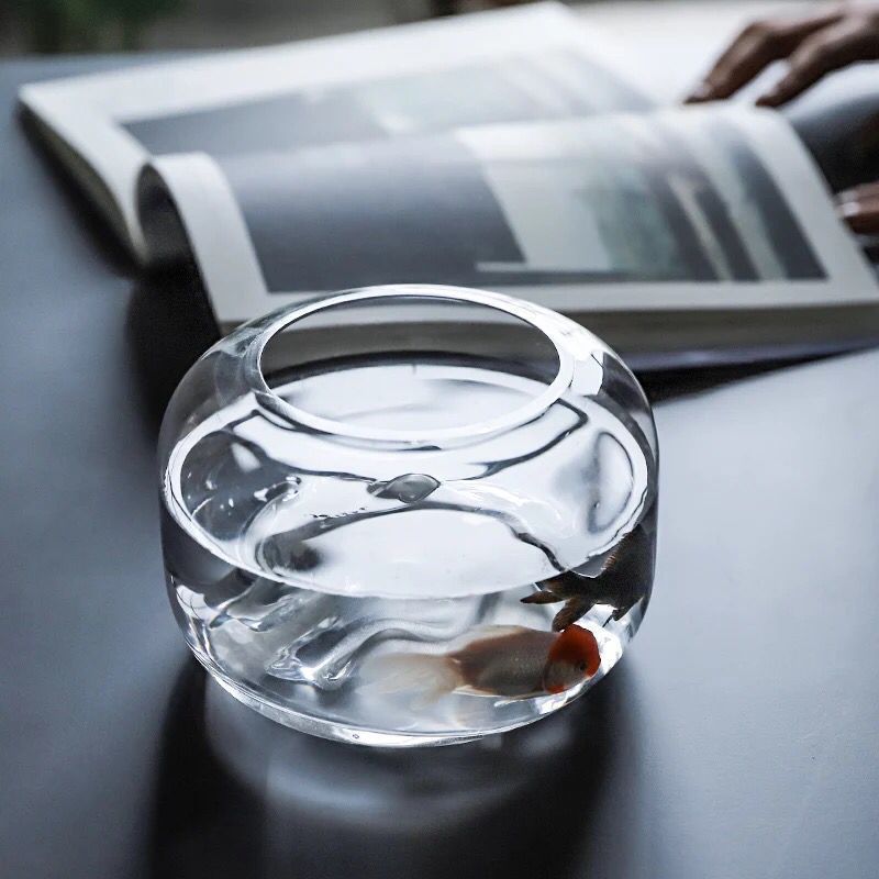 Simple Transparent Snow Mountain Glass Fish Tank Living Room Office Mini Ornament