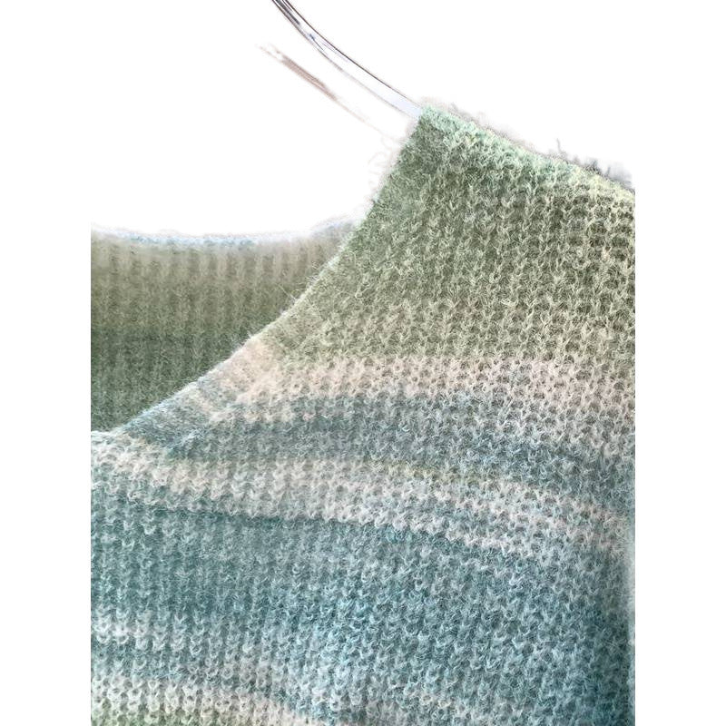 Dopamine Color Stripes Collar Sweater Women