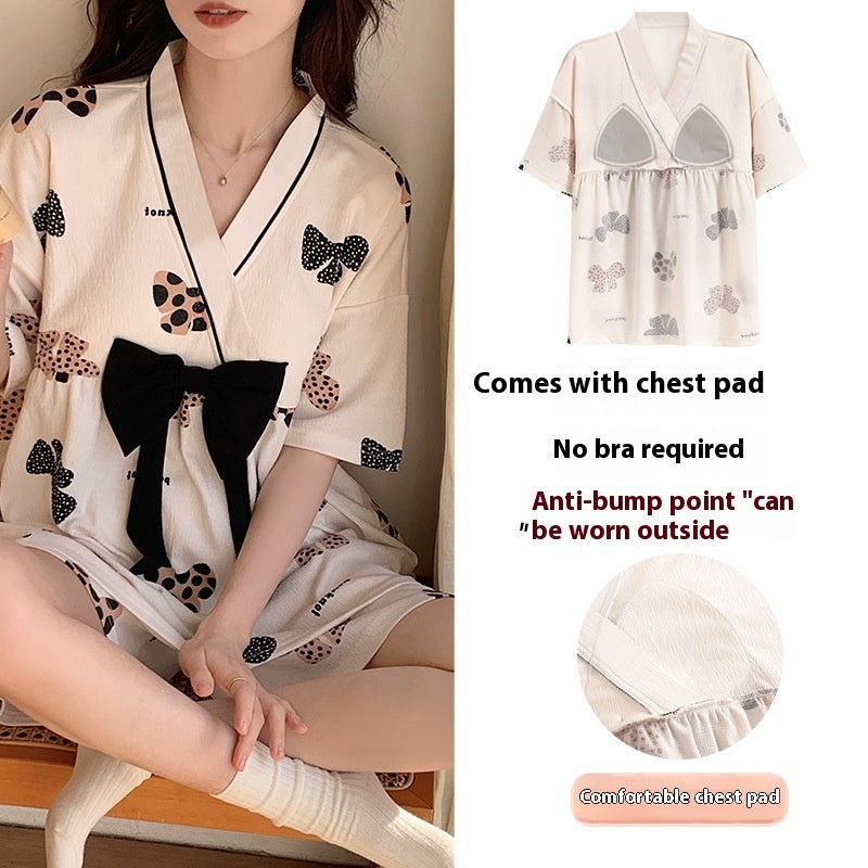 Women's Short Sleeved Cotton Japanese Home Clothing Set
