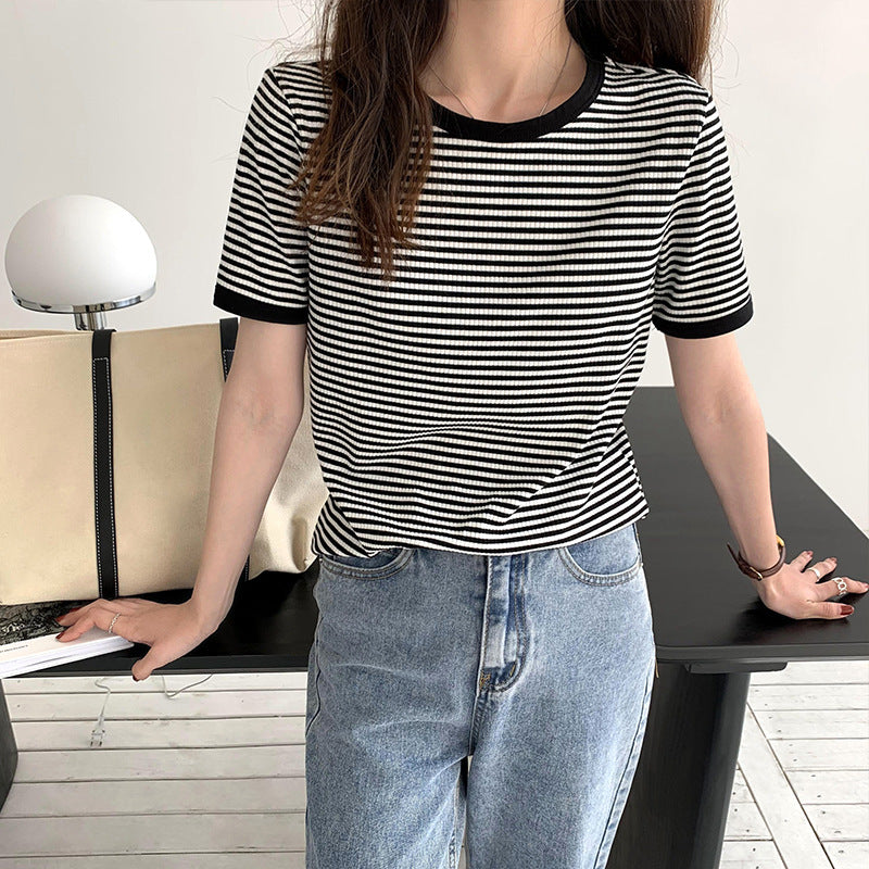 New Korean Version Of Loose Women's Round Neck Half Sleeve T-shirt For Women