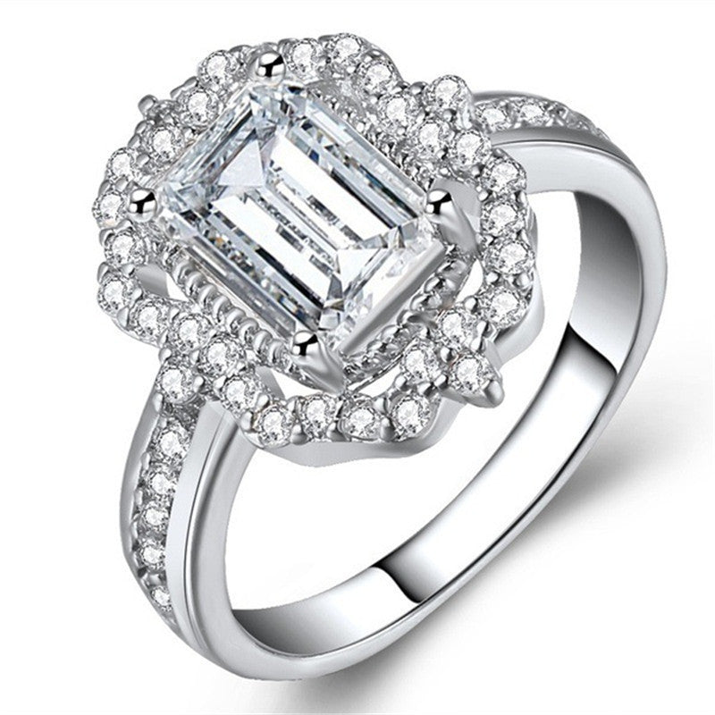 Elegant Rose Gold Plated Full Diamond Geometric Women’s Engagement Ring