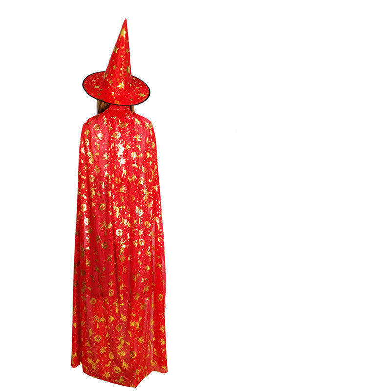 Halloween Cloak Children Adult Costume Props Bronzing Pumpkin Cloak Witch Cloak Cloak