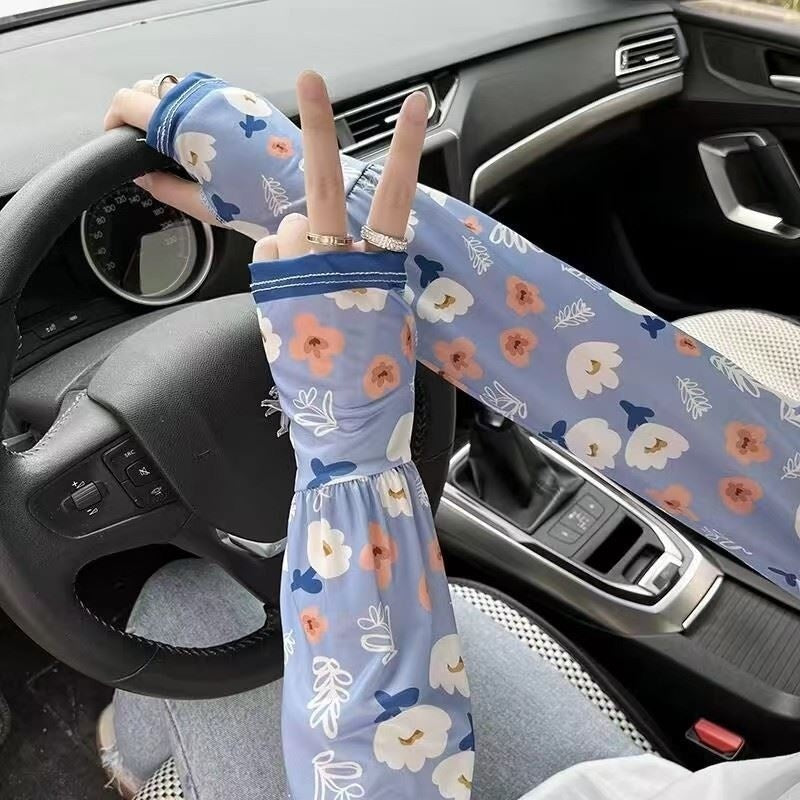 Sun Protection Viscose Fiber Oversleeve Printed All-matching UV Protection Elbow Protection Ice Sleeve Gloves