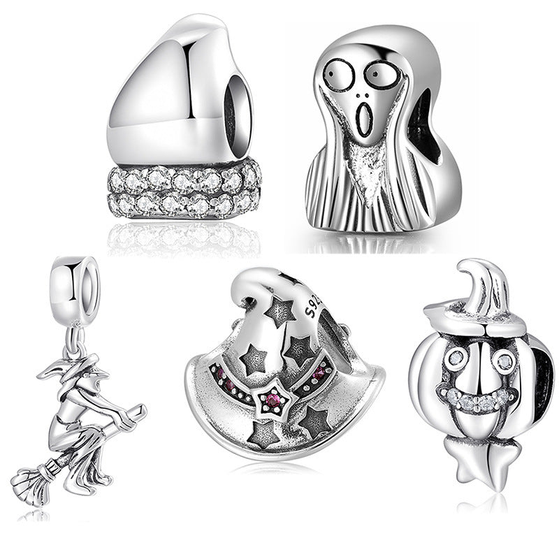 S925 Sterling Silver Beads Creative Halloween Personality Beads Pendant Diy Accessories