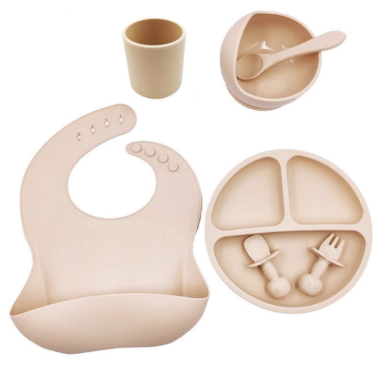 Unisex Baby Silicone Bib And Cutlery Set Minimalist Cut
