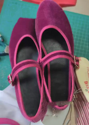 Casual Velvet Flat Pumps Buckle Mary Jane Ballet Slipper