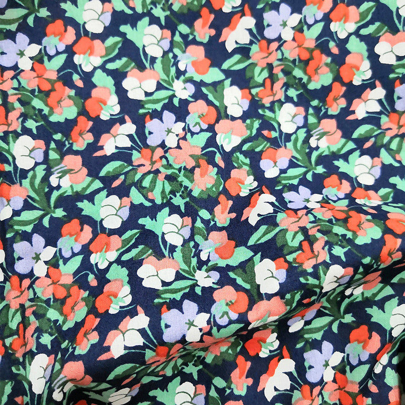 80’s Style 100% Cotton Super Dense Poplin Botanical Printed Fabric for Spring-Summer Clothing