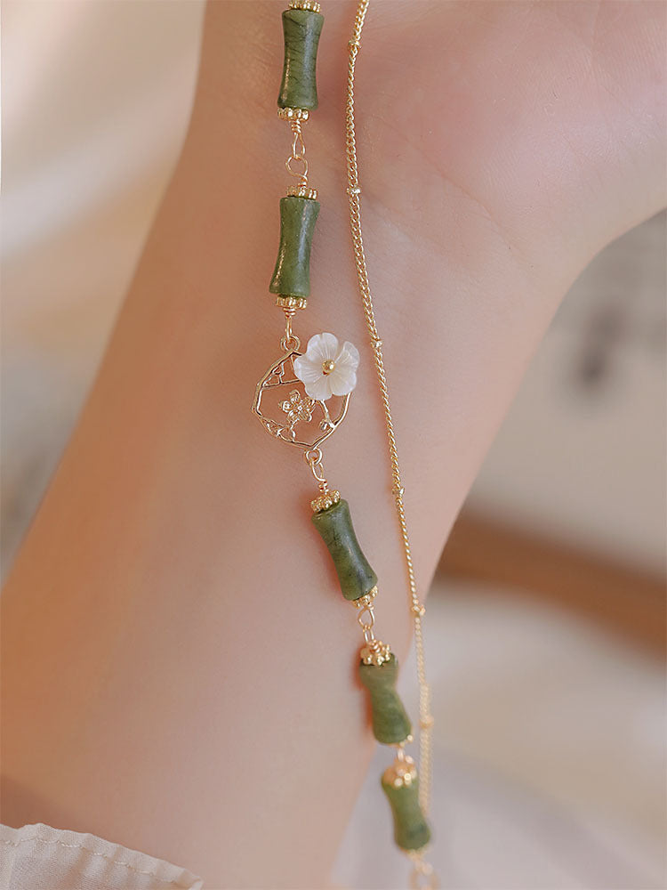 Natural Olivine Bracelet Chinese Double Layer Twin Bells Of Ireland