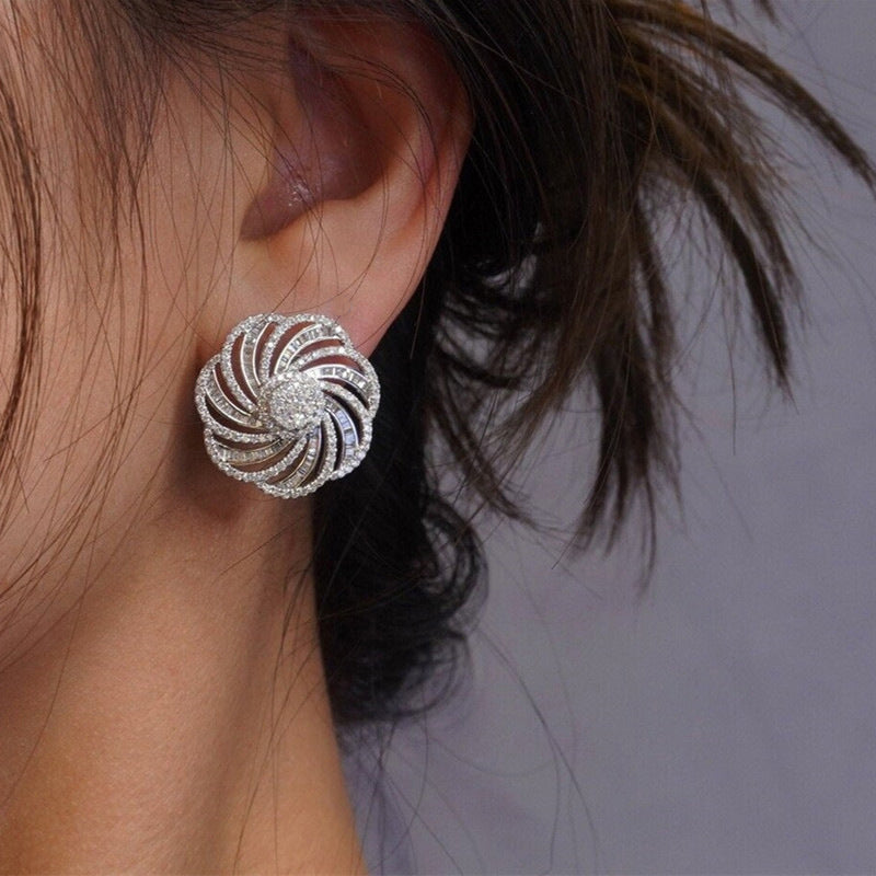 Geometric Line Flower Design Earrings Copper