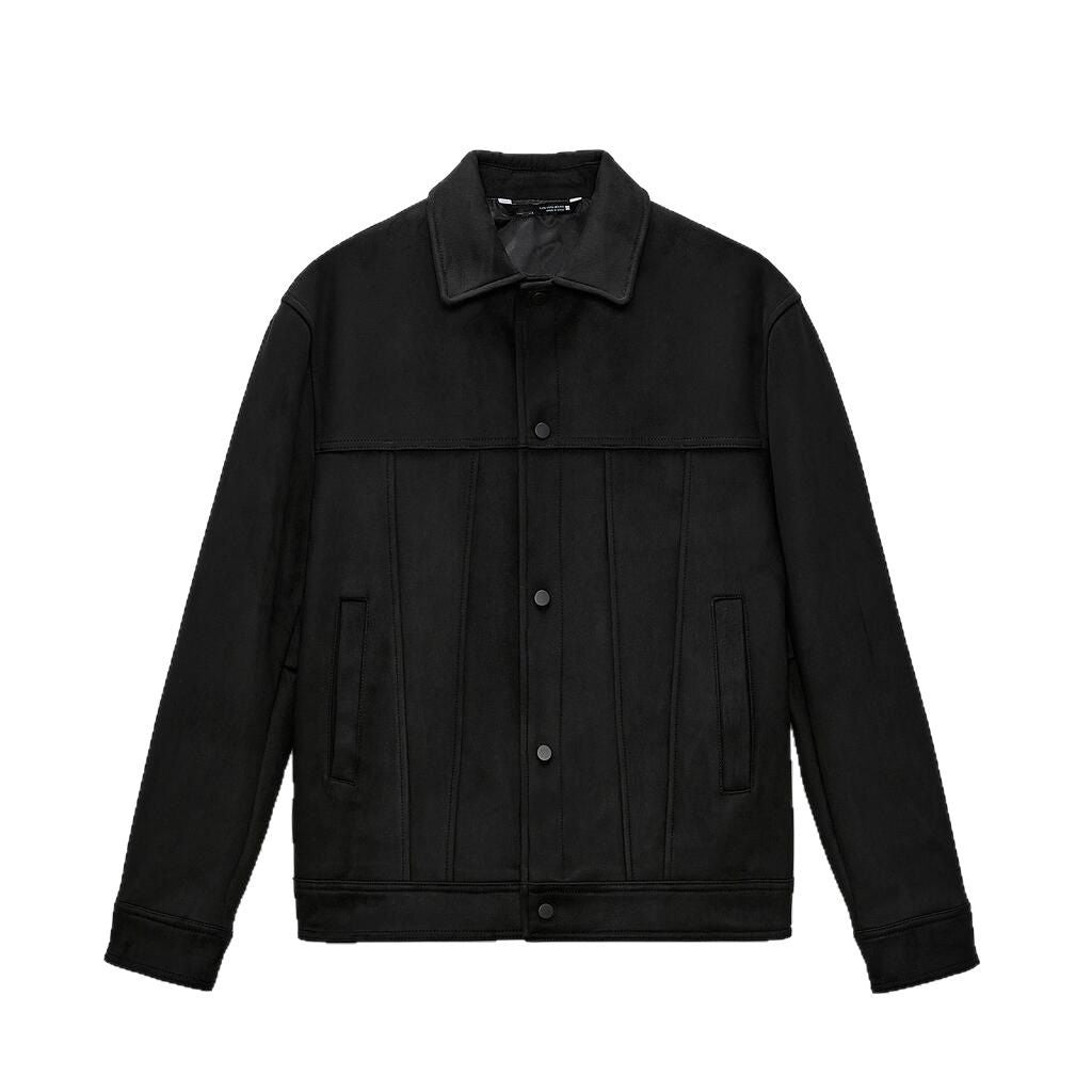 Men's Solid Color Suede Collar Jacket