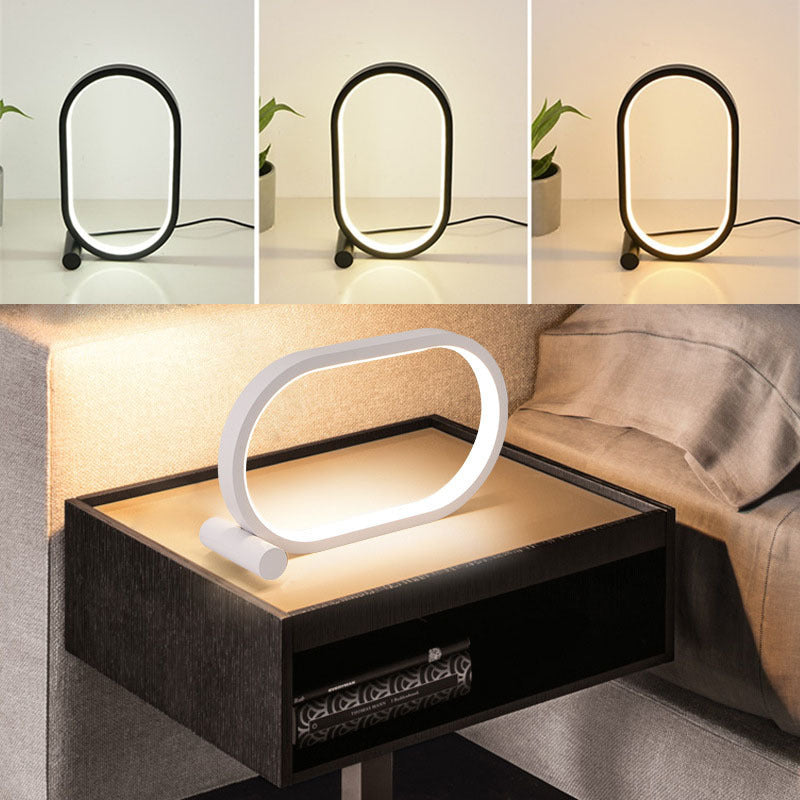 USB Plug-In Oval Acrylic Lamp – Touch Control Dimmable Modern Bedside & Desk LED Night Lamp