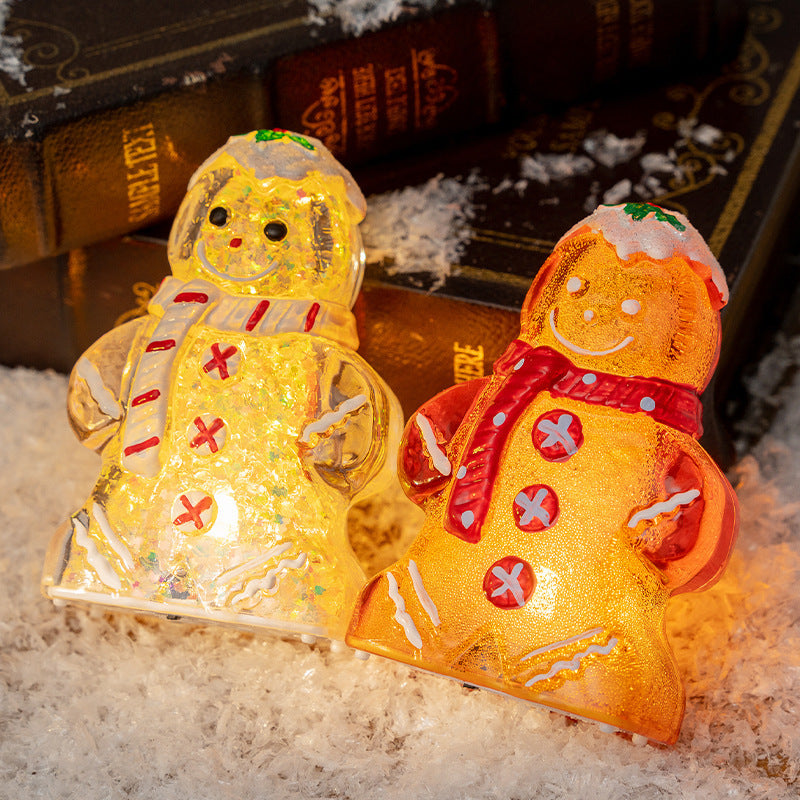Cute Glowing Christmas Gingerbread Man Snowman Ornaments Christmas Gift Decoration
