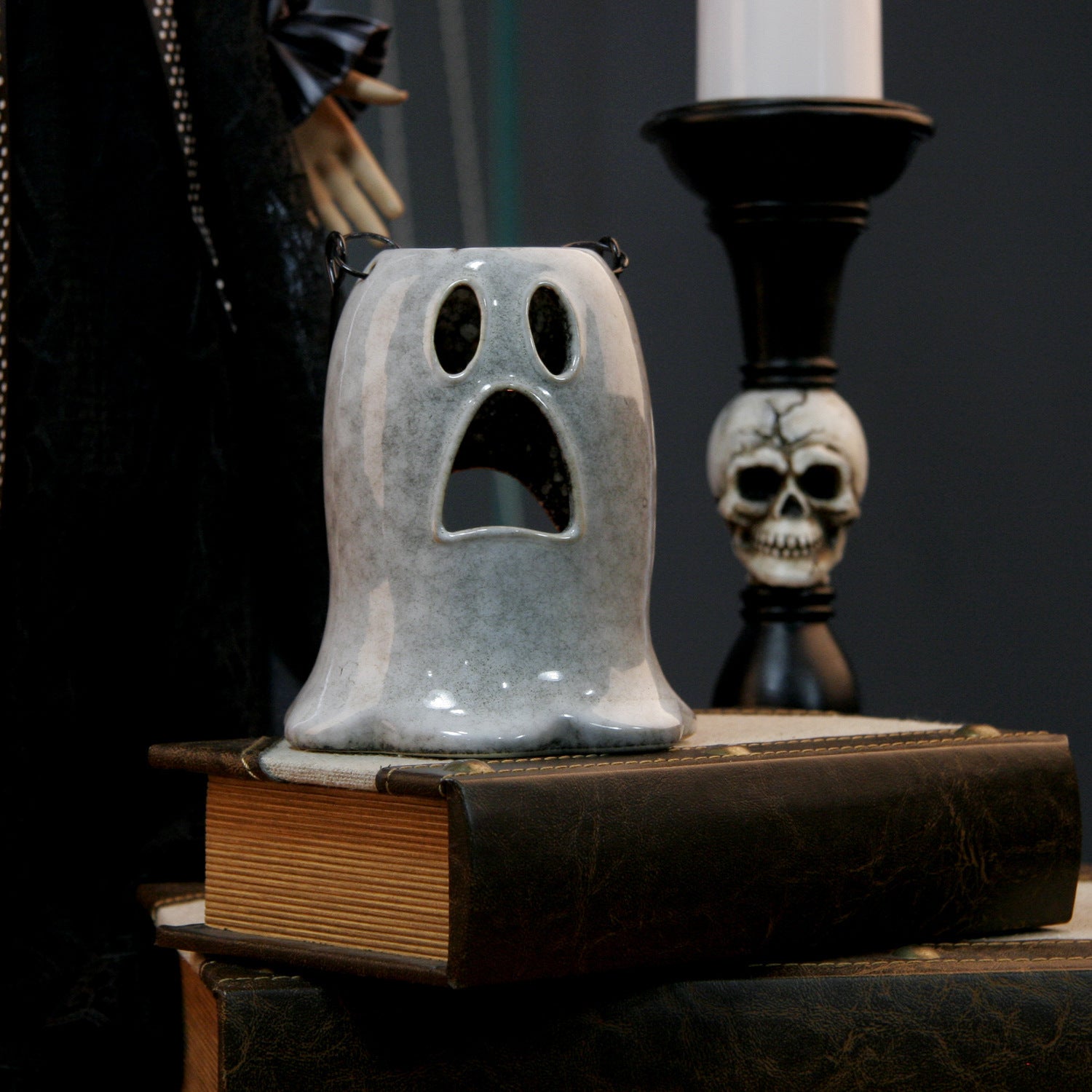 Halloween Candlestick Ghost Festival White Ghost Ceramic Ornaments