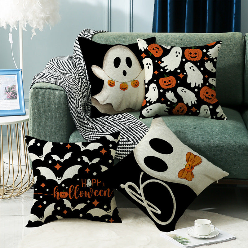 Halloween Printed Linen Pillowcase