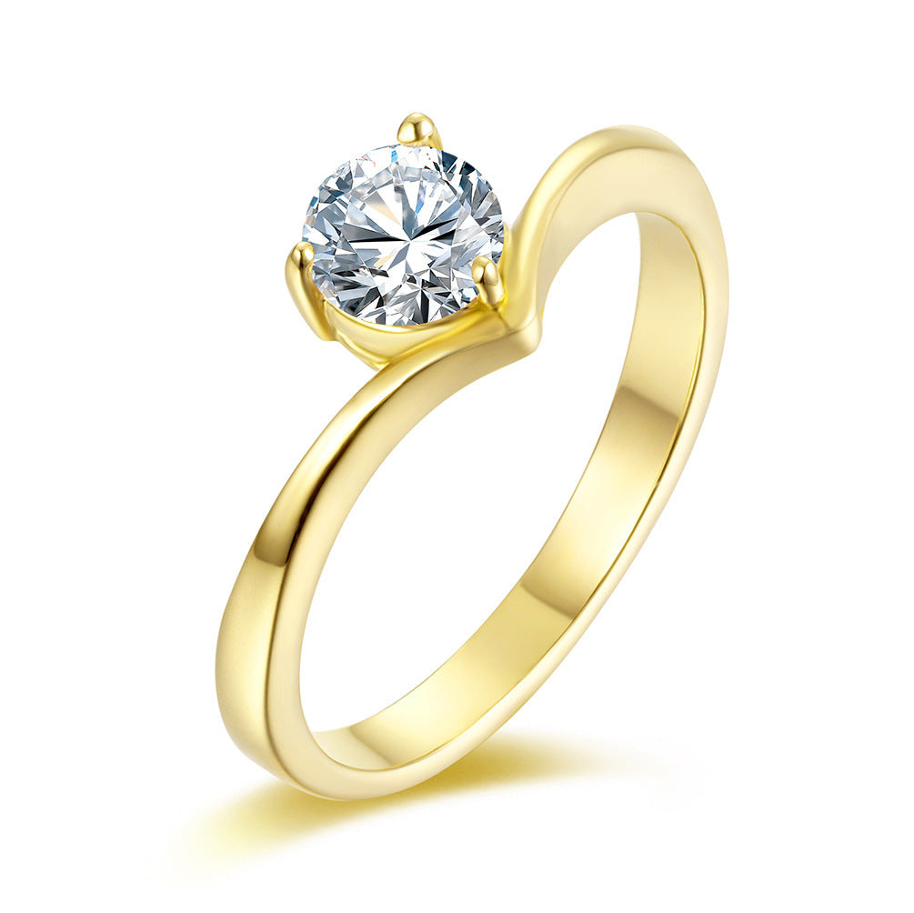 Titanium Steel Inlaid Zircon Wedding Engagement Ring