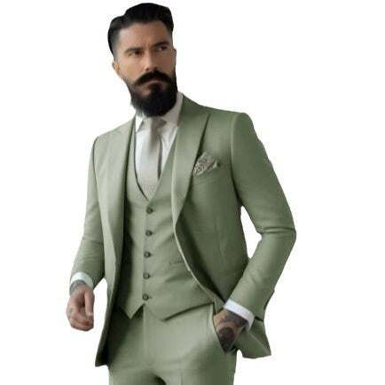 Men's Slim Fit Solid Color Business Suit Set