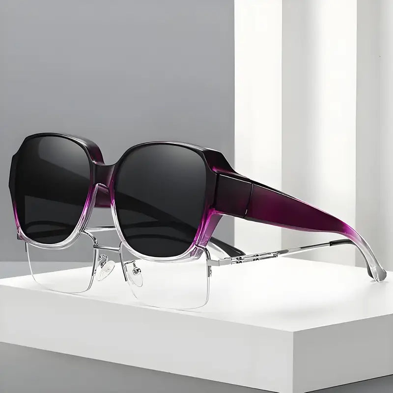 Unisex Dual-Use Clip-On Rectangular Glasses