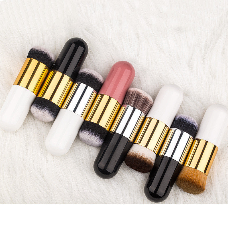 Loose Powder Brush – Nylon Bristle Foundation Brush with Large Rubber Handle, Soft Elastic Corrugated Silk Hair, Short Rod Design