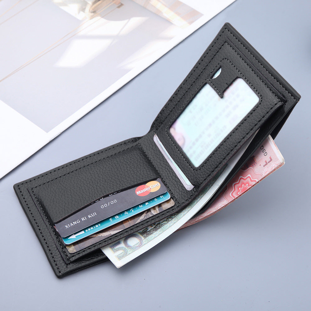Men's BiFold PU Leather Wallet Slim Litchi Pattern Pro