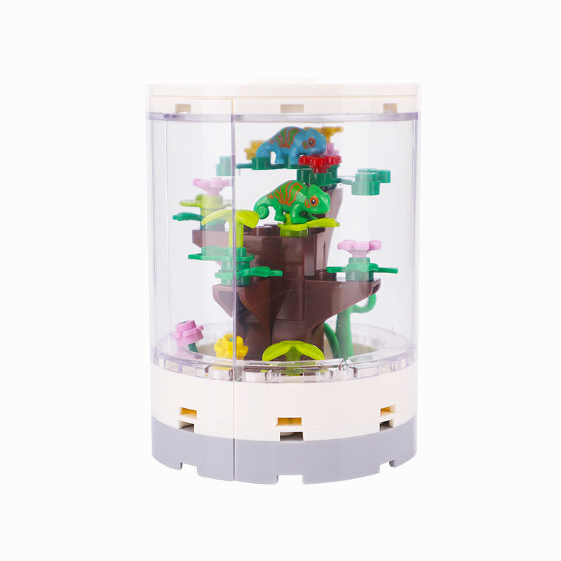 Small Particle Building Blocks Creative Small Scene Fish Tank Pet Box Small Living Room Home Interior Decoration Toy Ornaments
