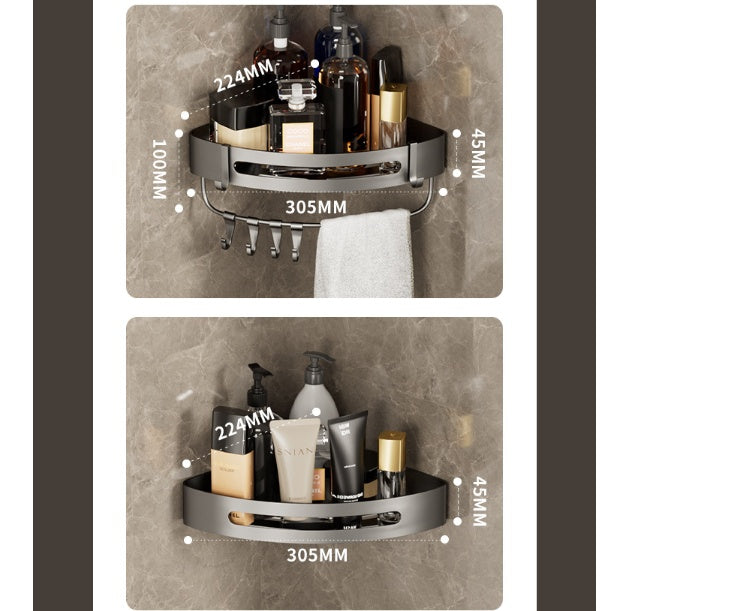 Bathroom Triangle Shelf – Wall-Mounted Perforated Simple Corner Storage Rack
