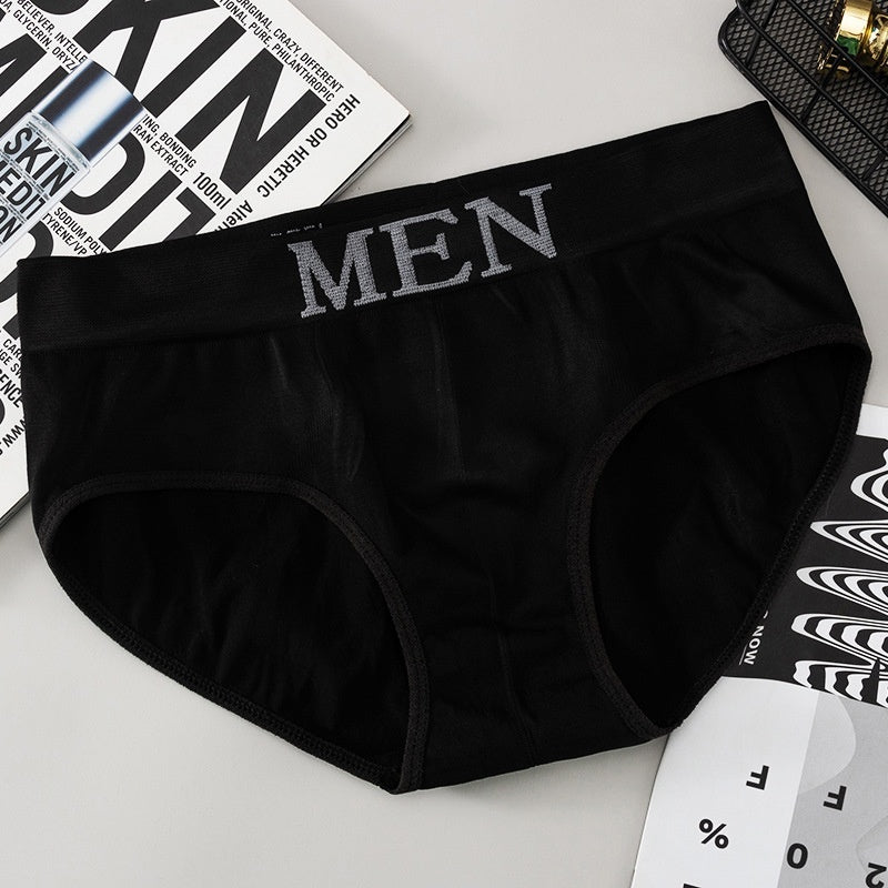 Men's Polyester Briefs Breathable 3D Text Pattern Mid Rise