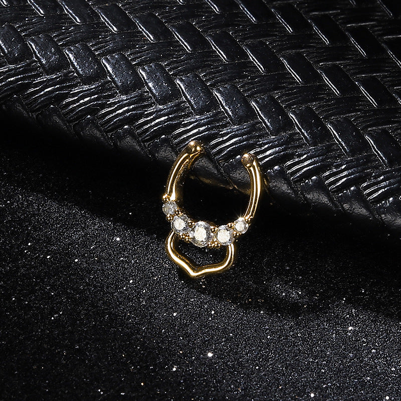 Rose Gold And Diamond Nose Nails Non Perforated Nose Nails