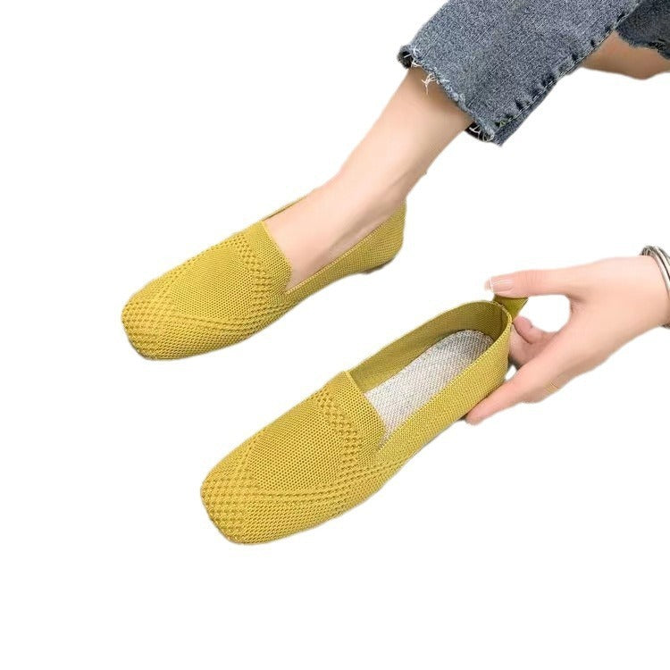 Women's Low-cut Square Toe Flat Bottom Sneaker