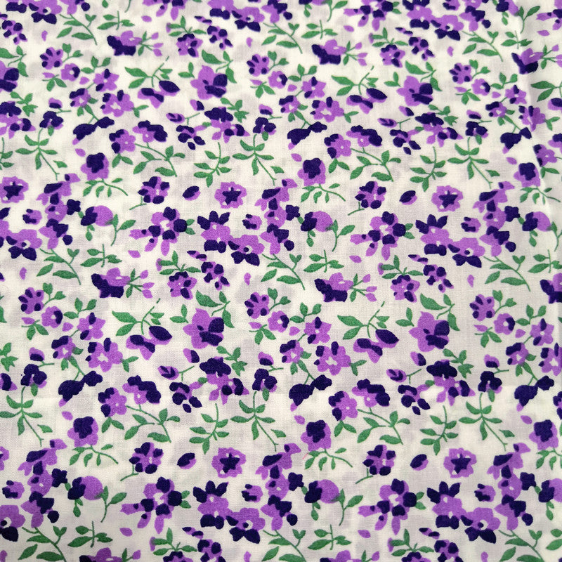 80’s Style 100% Cotton Super Dense Poplin Botanical Printed Fabric for Spring-Summer Clothing