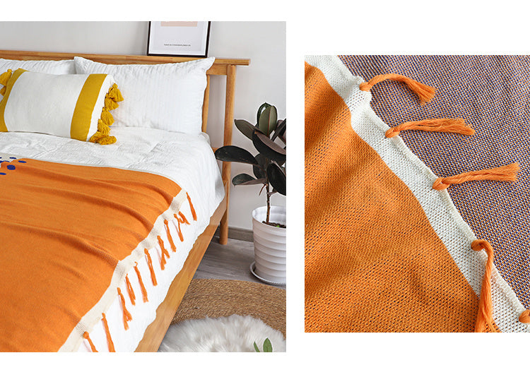 Cotton Polka Dot Contrast Color Knitted Blanket