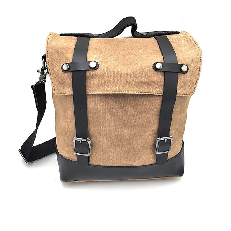Unisex Waterproof Canvas Motorcycle Side Bag Large Capacity