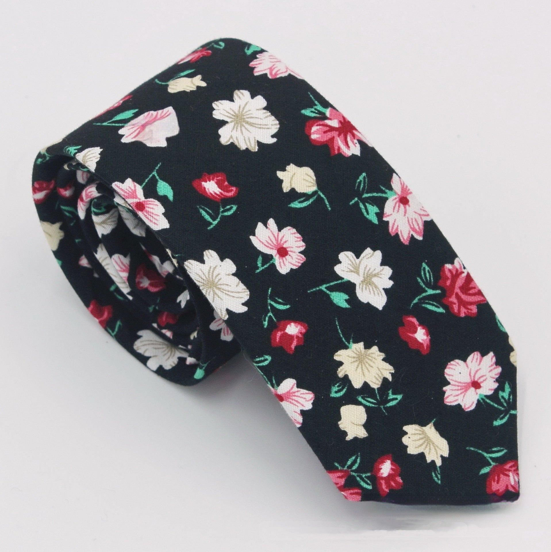 Men’s Printed Cotton Pocket Handkerchief with Floral Tie