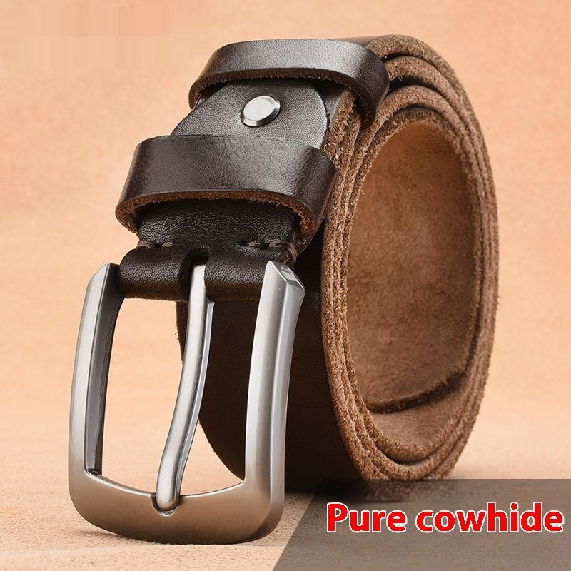 Men’s Leather Belt with Pin Buckle – Classic Durable Design