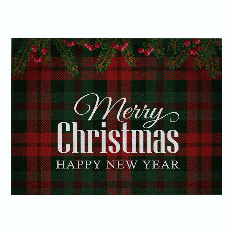 Christmas Series Cotton And Linen Placemat Dining Table Cushion Heat Proof Mat Anti-scald