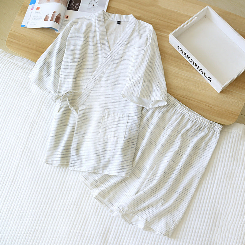 Cotton Jacquard Striped Kimono Suit Spring And Autumn Thin Cotton Cloth