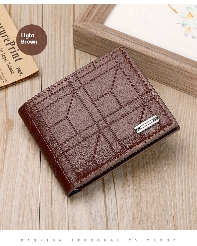 Men's Slim PU Leather Wallet Card Holder Solid Pattern