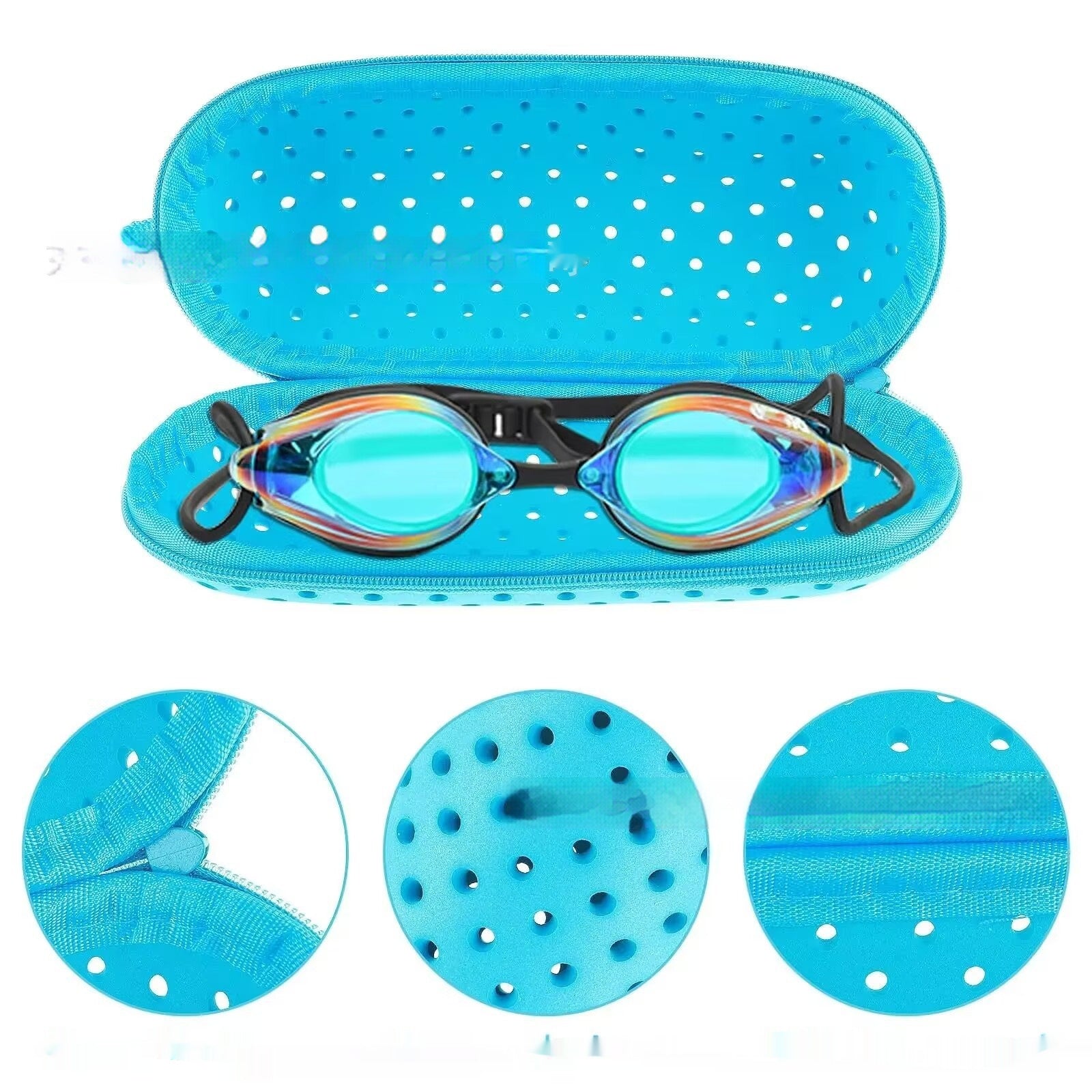EVA Ski Goggles Storage Box Hollow Breathable Hole Round Hole Swimming Ski Box