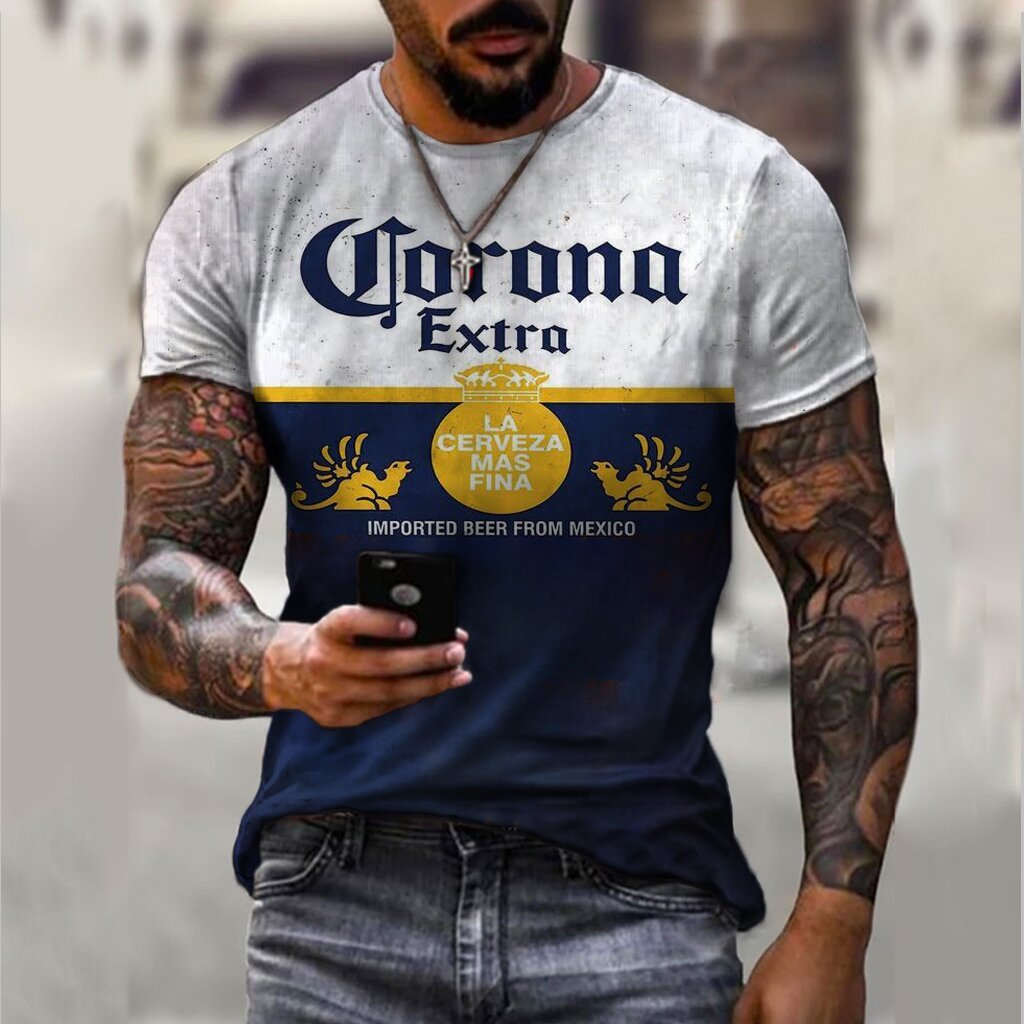 Men's Sports Round Neck Slim Youth Printed T-shirt
