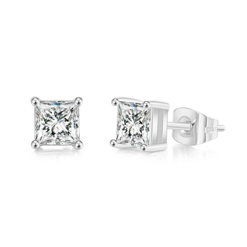 Classic Hot Selling Product Geometric Zircon Stud Earrings Fashion All-match Single Diamond