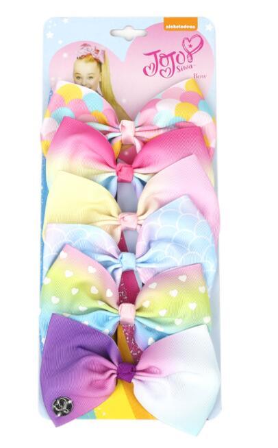 JOJO Style 5-Inch Bow Hairpin Set for Girls – 6-Piece Colorful Hair Clip Collection
