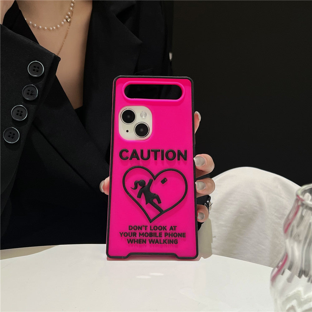 Cartoon Niche Drop-resistant Warning Sign Luminous Phone Case