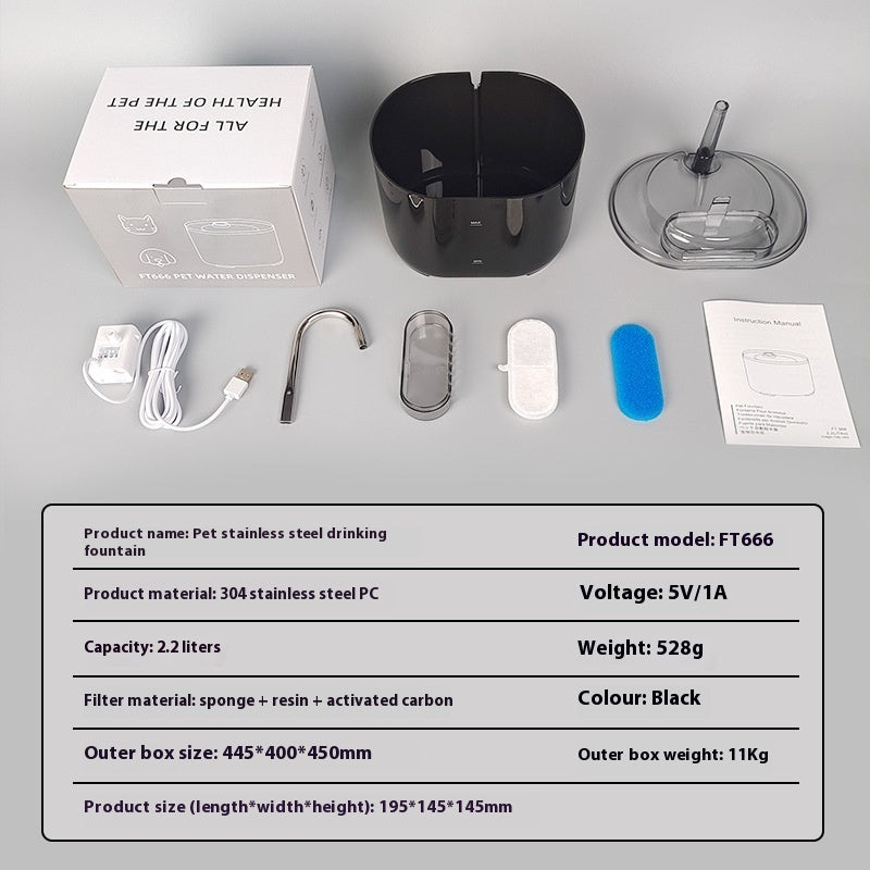 Pet Water Dispenser Loop Filter Smart Cat Water Feeder Alloy Fountain