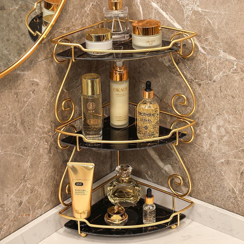 Light Luxury Triangle Bathroom Storage Shelf – Vanity Organizer